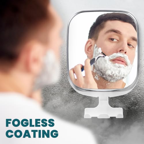 Image of TAILI Shower Mirror Fogless for Shaving with Suction Cup - Fog Free Shower Mirror, Shatterproof & Waterproof, No-Drilling Removable Wall Mounted for Bathroom, White