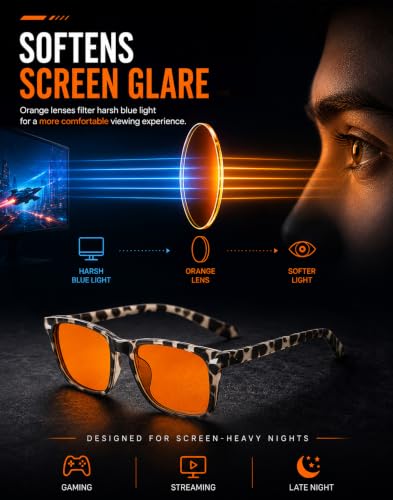 Image of TIJN Blue Light Blocking Glasses Dual AR Coatings Amber Orange Lens for Computer Gaming