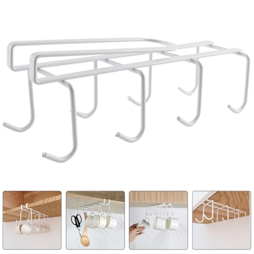 PENIKOKO Cabinet Mug Rack with 8 White Iron Hooks, No Drilling Coffee Cup Holder for Kitchen Storage and Cupboard Organizer - Image 9