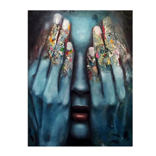 Mural Canvas Painting Doigts Colorés Graffiti Art Abstrait Toile Déco Premium