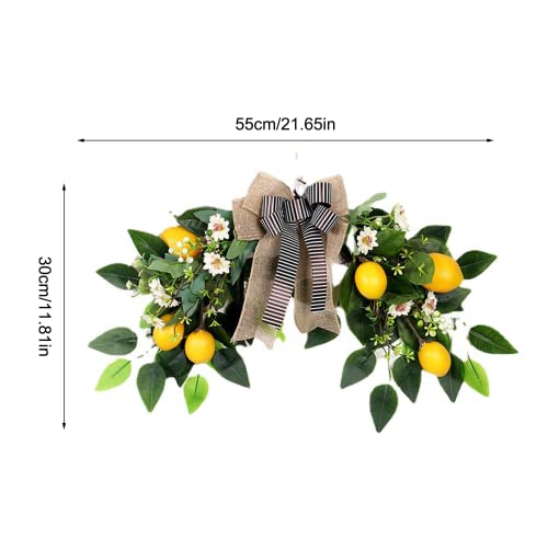 Smljfo Flower Swag Artificial Lemon Swag 22In Spring/Summer Wreath Fruit Wreath Garland With Ribbon Daisy And Eucalyptus Leaves For Wedding Home Party Wall Decor #TOP5