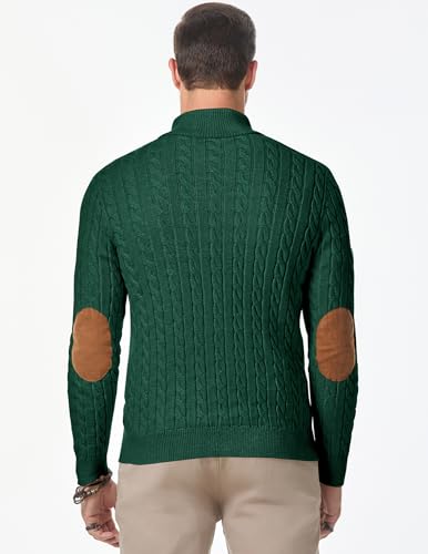 Image of JMIERR Men's Cable Knit Pullover Sweater Casual Long Sleeve Stand Collar Button Knitted Sweaters