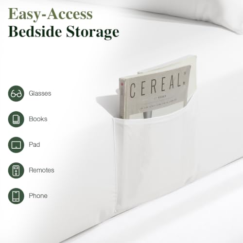 Image of 100% Organically Grown Bamboo Viscose Queen Sheet Set with Pockets on Side | Hotel Luxury Bed Sheets Set, Deep Pocket Up to 16 Inches, Ultra Soft Cooling Sheets 4pcs (White)