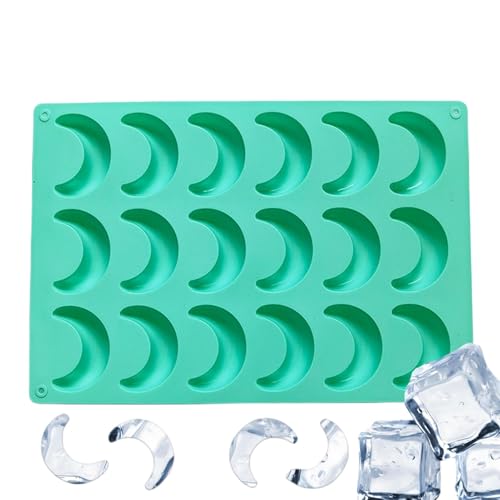 FVPKYUR 28 x 19 cm, molde de chocolate con 18 huecos, molde de silicona, molde de luna, molde de silicona con luna, molde de cubitos de hielo, molde de silicona para dulces, chocolate, resistente al