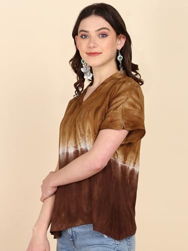 Image of Maaesa Hand Dyed Half Sleeves Rayon Top