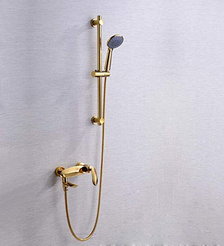 Robinet mural en or pour baignoire chic avec colonne de douche luxe
