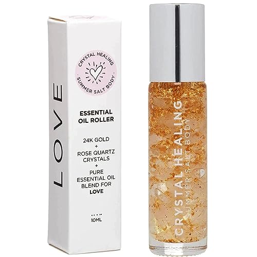 Summer Salt Body - Essential Oil Roller 24k Gold + Rose Quartz Crystals + Pure Essential oil blend - Love 10ml