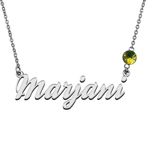 GR859C Personalized Charm Name Necklace with Birthstone for Best Friends Marjani