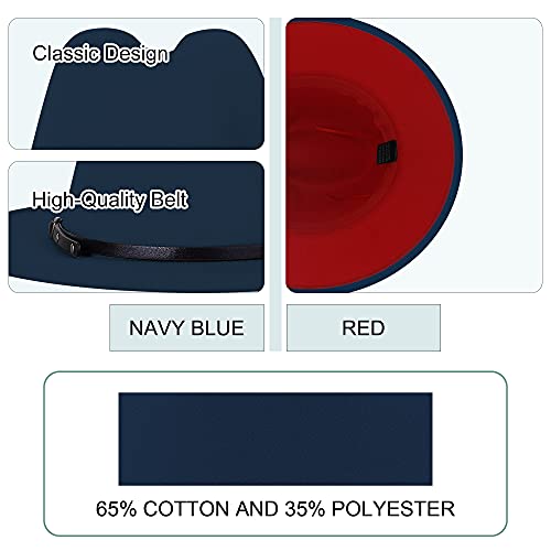 Image of Wide Brim Fedora Hats for Women Men Two Tone Dress Hat Felt Panama Hat in Two Audlt Size