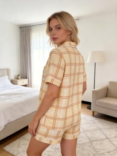 Image of NAP BOUND 100% Cotton Women Pajama Sets Button Down Short Sleeve Sleepwear Soft Pjs 2 Piece Lounge Set with Pocket XS-XXL