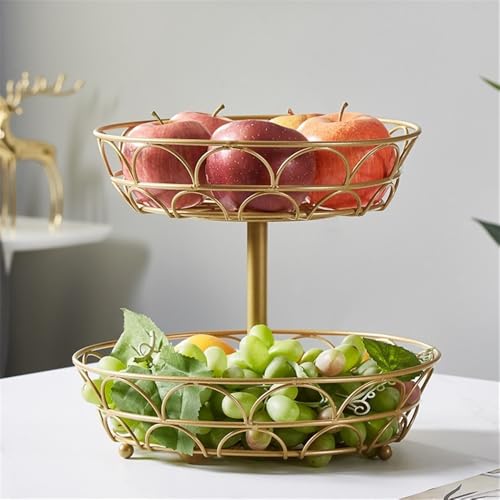 Cesta de fruta metálica de dos niveles para mesa de centro 6