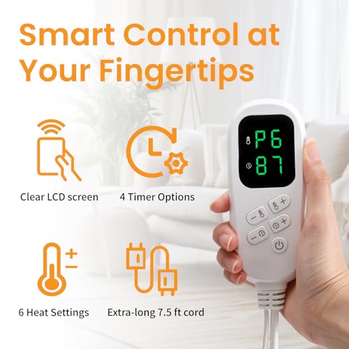 Kdti Heizkissen mit Abschaltautomatik, 60 x 80 CM Schnell Tiefenwärme Elektrische Wärmekissen mit Extra weiches Flanell für Rücken Nacken Schulter Bauch Machine Washable