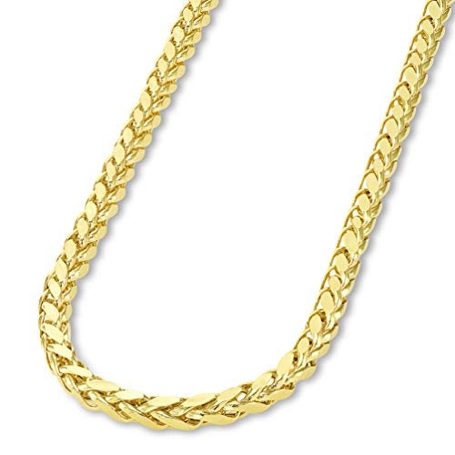14K White Gold 3.5Mm Hollow Square Braided D/C Wheat Chain Necklace With Lobster Claw Clasp, 26" #TOP17
