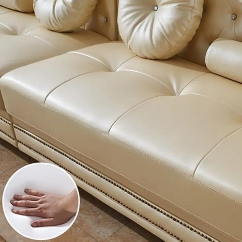 Image of Classic 3+1= 4 Seater with Footrest Seater Sofa Set Luxury Chesterfield Modern Fahionalable Sleeper Sofa for Living Room, Dining Room, (CHANPEGNE)