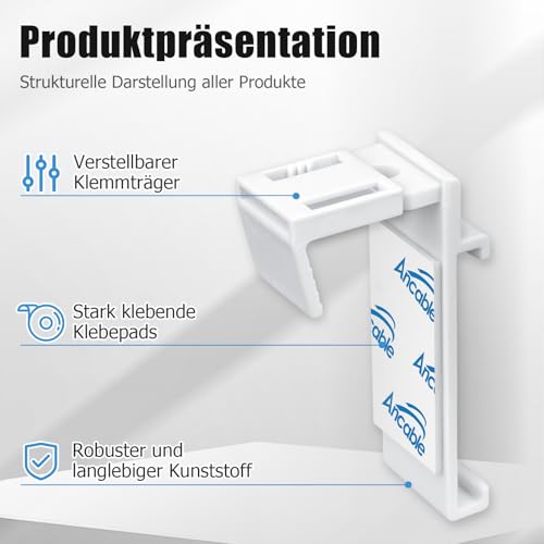 Klemmhalter für Klemmfix Rollo, Ancable Doppelrollo Ohne Bohren Ersatzteil Zubehör 4 Stück Set, klemmträger Halterung für PVC, Holz-Fenster, Türflügel