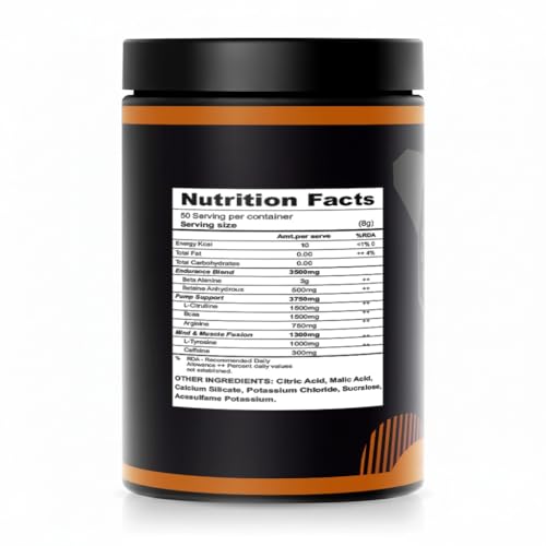 Image of Muscle Asylum F9 Pre-Workout - 50 Servings, 400gm (Orange Flavor) | Boosts Energy & Endurance | Improves Focus