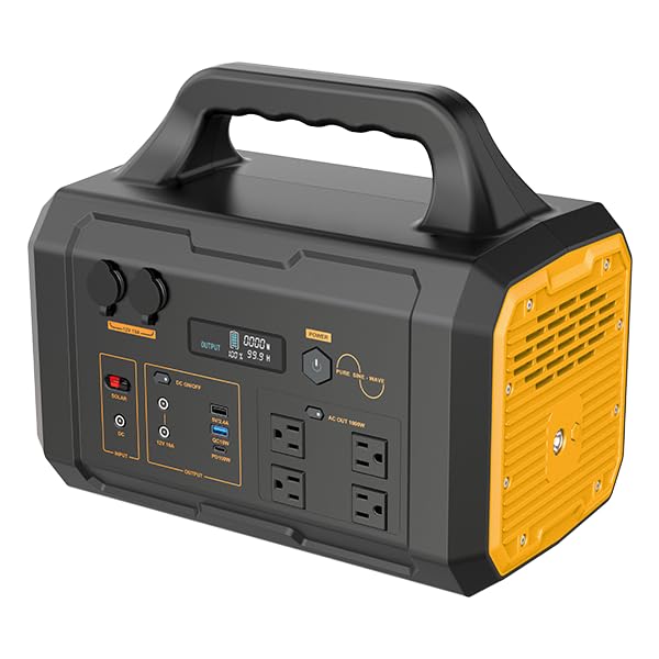 Estación de Energía Portátil 1000W 1024Wh, Generador Solar con Puertos AC/USB-C/DC, Batería de Respaldo para Emergencias en el Hogar, Camping, Viajes - Azul