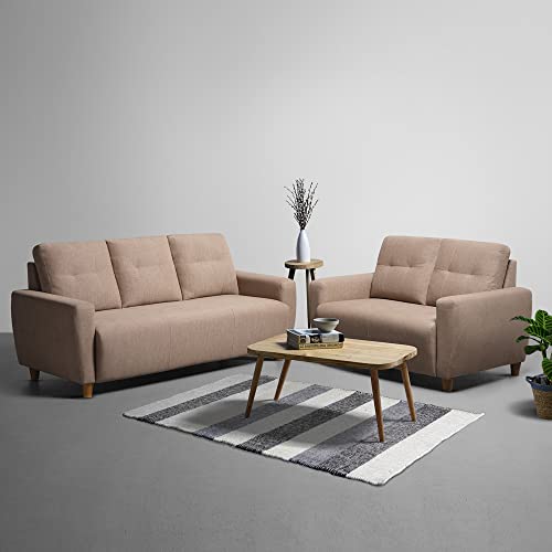 Image of Sleepyhead Yolo Designed by Duroflex - 5 Seater Sofa 3+2 Sofa Set |Premium Fabric, Plush 3-Layer Cushioning |Buttonless Tufted & Anti-Sag Comfort |Stylish & Durable |3 Years Warranty - Coco Brown