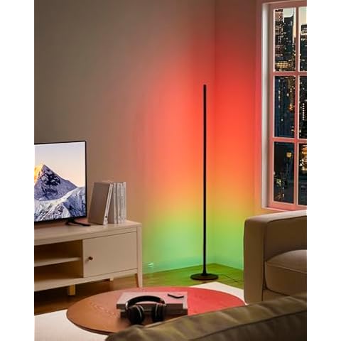 MYZI LED Floor Lamp, RGB Corner Lamp, Smart Corner Floor Lamp with Remote, Alexa, and App Control, Dimmable Floor Lamp with Music Sync Cover