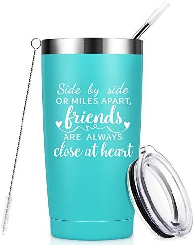 Side By Side or Miles Apart, Friends Are Always Close at Heart - Best Friend Birthday Gifts for Women - Long Distance Friendship Gifts for Soul Sisters, BFF, Besties - 20 oz Mug Tumbler Cup - Mint…