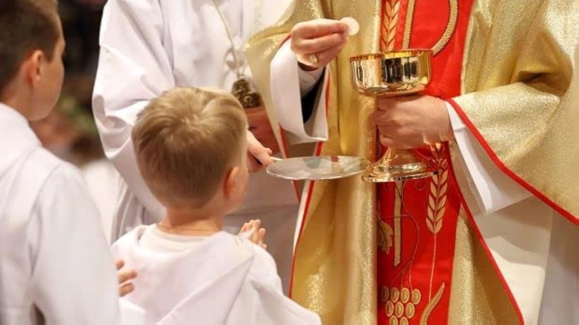 First Communion Candle Set for Boy with Grapes