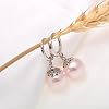 Paialco 12mm Faux Pearl Earrings Leverbacks Hypoallergenic Ball Dangle Hoop Earrings for Women, Pink