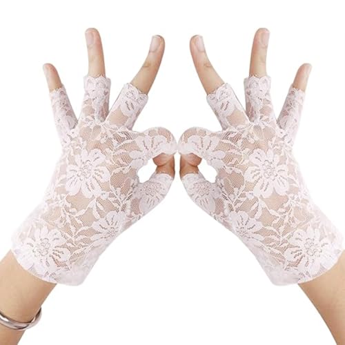 Floral Lace Fingerless Gloves with Bow Costume Bridal Gloves for Women, Wedding, Opera, Tea Party2