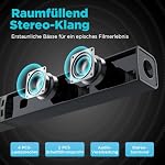 2.0-Kanal Soundbar für TV Geräte, 32 Zoll Teilbare 2-in-1 für TV Soundbar Bluetooth mit 3 EQ-Modi und 3D Surround Sound, TV Lautsprecher Soundbars mit HDMI-ARC/Optisch/Aux, KY2020D – Bild 3