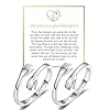 To My Granddaughter Hug Ring For Hope Rings, Inspirational Stainless Steel Engarved With Always With You Message Adjustable Ring for Women Non Tarnish Jewelry Gift for Her Birthday Christmas(2 Pcs Love you Forever Silver)