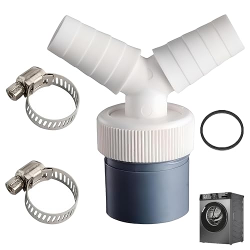 Adaptador en Y Doble para Desagüe de Lavadora y Lavavajillas, Con Conexión de Entrada 18-24 mm y Salida para Tubo de 40 mm, Incluye 2 Abrazaderas para Instalación Segura y Sencilla