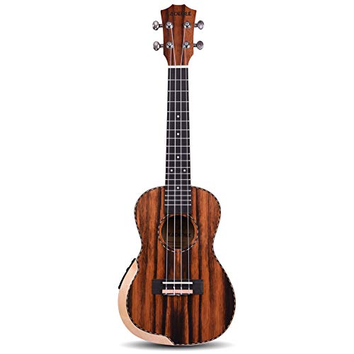 Image of Kadence Ukulele 24 inch Concert Size, Specially Crafted Exotic Wood Design, fluorocarbon strings Electric Acoustic Ukulele with EQ and Bag (Black Wood)