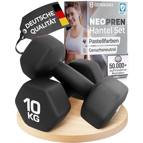 HQ Germany® Hanteln Set [geruchsfreie Pastellfarben] - Hanteln 10kg - 2 Stück für Pilates und Kraftraining, Hantelset Home Gym, Dumbbells, Gewichte Hantel, Hantel Set, Kurzhanteln, Handeln für Frauen