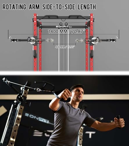 Image of Eonfit E2 Power Cage,1500LB Squat Rack with Cable Crossover System.Multi-Function Power Rack for Home Gym.All-in-One Squat Rack with More Training Attachments