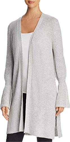 Marled Bell-Sleeve Duster Cardigan, Heather Grey, XS