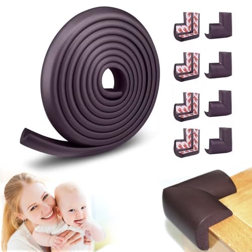 Image of Generic Baby Corner Protector - Edge Bumper Guard Crib - Safety Table Furniture - Foam Protectors Guards Proof Bed Wall Bumpers Fireplace Child Cover - proofing Rail Padding Pads Door Covers (Brown)