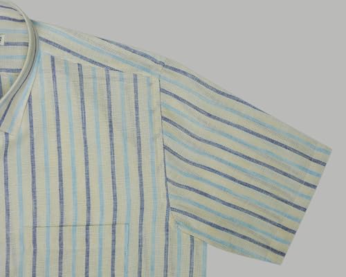 Image of GHPC 100% Cotton Striped Half Sleeves Regular Fit Formal Shirt for Men