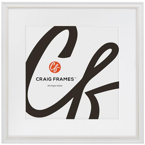 Craig Frames 314WG, 20x20 Picture Frame Matted for a 16x16 Photo, Ornate White and Gold