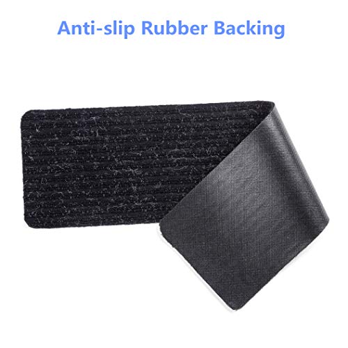14 Pack-(8"x 30"), Non-Slip Stair Treads Carpet Indoor, Anti Slip Stair Mats, Skid Resistant Rubber Backing for Child Proofing/Pet Safety/Elderly Safety, Black