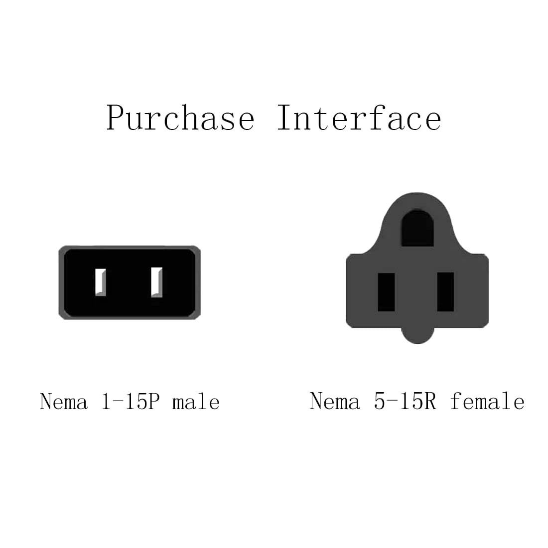 NEMA 1-15P a 5-15R Adaptador de corriente alterna, convertidor de corriente estándar americano de 2 pines a 3 agujeros, enchufe macho NEMA 1-15P a enchufe hembra 5-15R, 1-15P a 5-15R