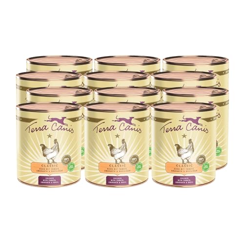 Terra Canis Huhn, Tomate, Amaranth & Basilikum - Classic Nassfutter, 12x800g I Premium Hundefutter in 100% Lebensmittelqualität Aller Rohstoffe I Reichhaltig & gesund, allergen- & getreidearm