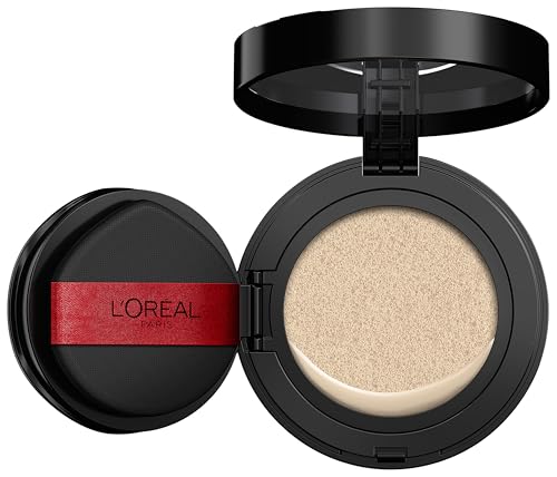 L'Oréal Paris, Infaillible Fresh Wear Cushion Foundation, 24H Halt mit atmungsaktiver flüssiger Formel, schwerelose Deckkraft, natürliches Finish, inklusive Applikator und Spiegel, Farbe N100, 11g