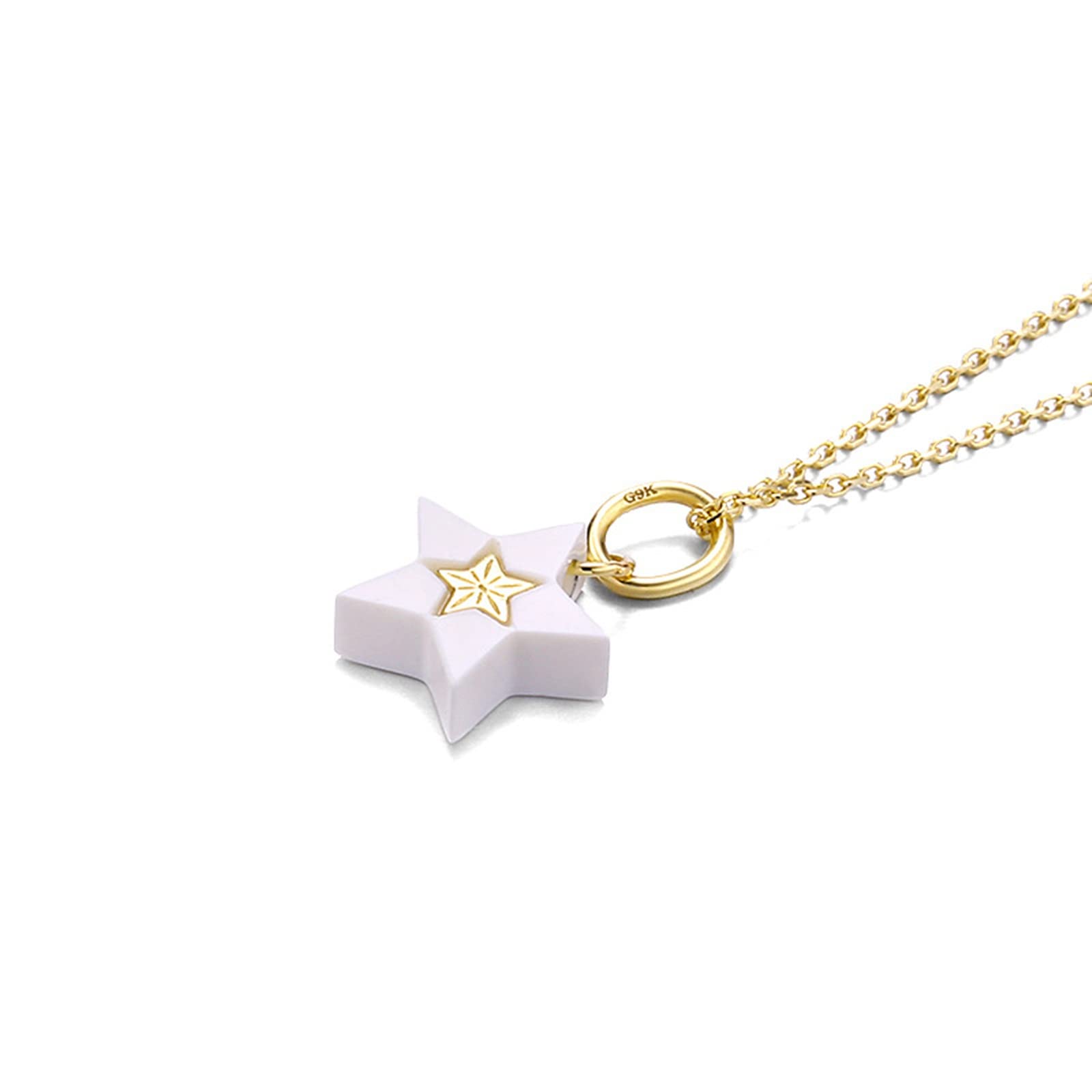 Halskette aus 18 Karat Gold, Damen-Halskette mit Stern-Anhänger, Kettenlänge 45,7 cm