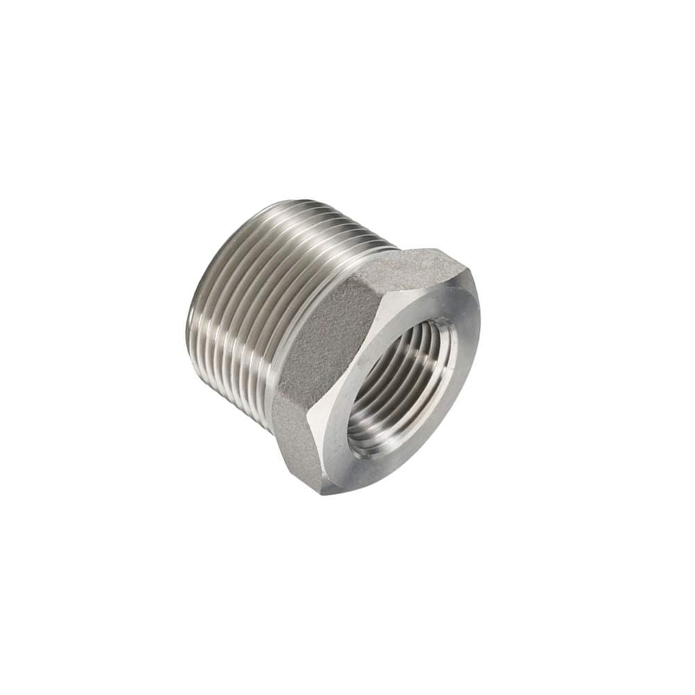 Beduan Buje hexagonal reductor de acero inoxidable, NPT macho de 1-1/4 pulgadas a NPT hembra de 3/4 pulgadas, adaptador de tubo fundido reductor