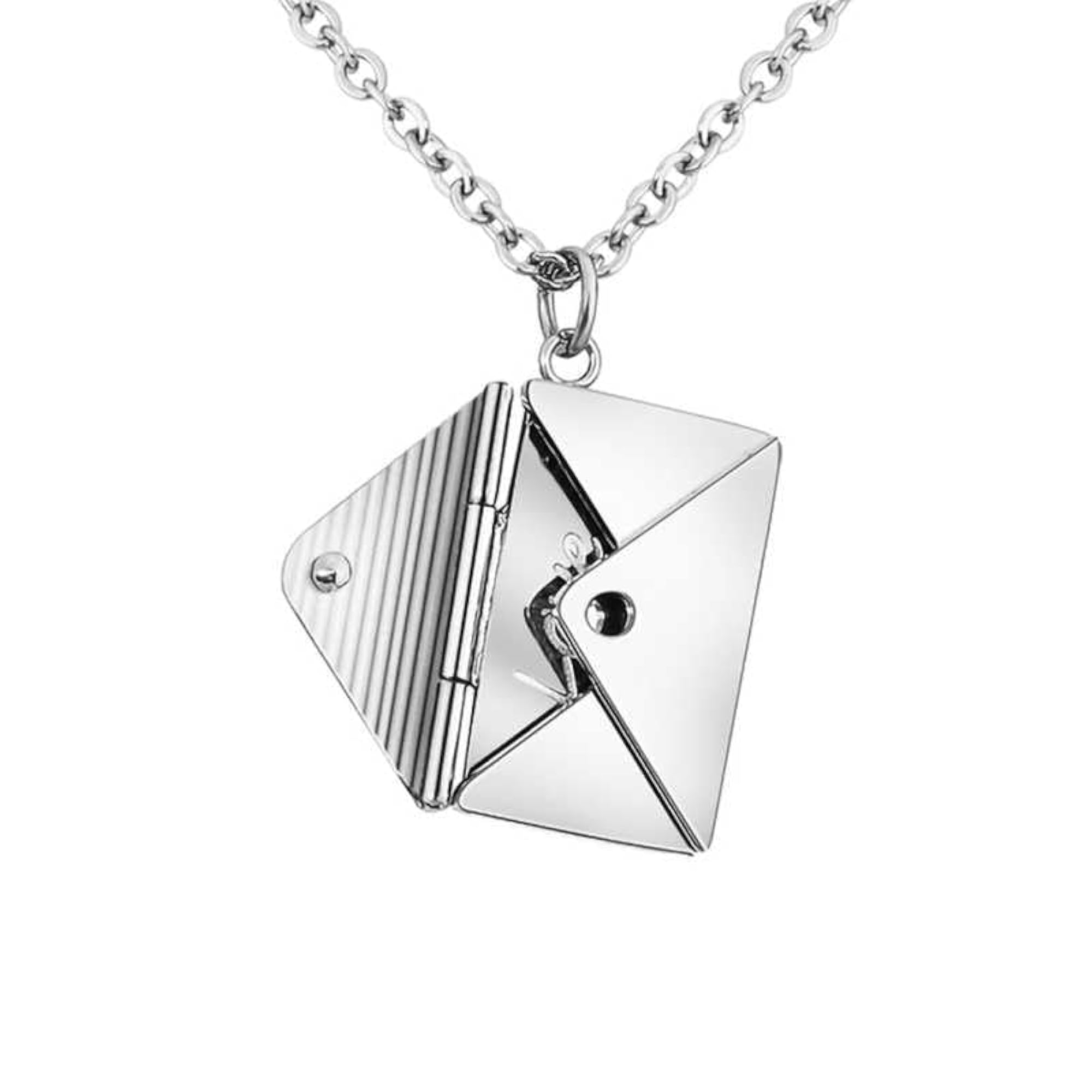 Bling Queen Silver Plated Envelope Pendant Necklace