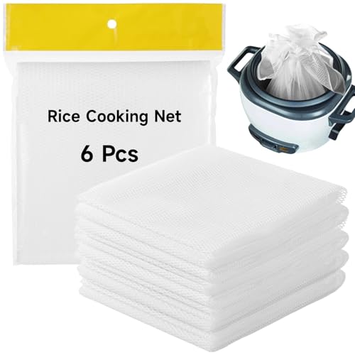 Vestamore 6 redes de arroz antiadherentes reutilizables, paños de cocina, malla resistente al calor para olla arrocera y uso en cocina