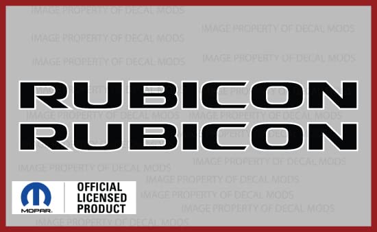 Decal Mods Rubicon Hood Graphic Vinyl Decal fits Jeep Wrangler JK (2007-2018) Black w/White Outline FBWO (Set of 2) | FJ3Z9