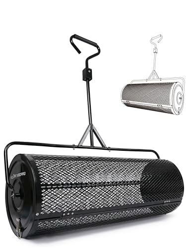 Image of Compost Spreader 44 Inch Towable Peat Moss Spreader - Black