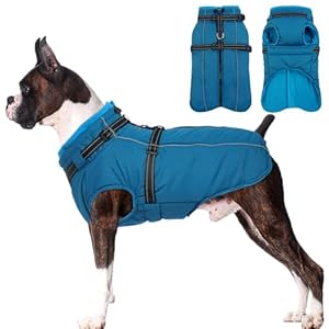 Lelepet Dog Coat,Waterproof Dog Coat with Harness Warm Dog Winter Coat Zippered Dog Jacket Dog Fleece Jacket Thick Dog Padded Vest Dog Clothes Winter Reflective Dog Coats for Medium Dogs,Schnauzer,Pug