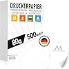 Carta per stampante, formato A4, 80 g, bianco, 500 fogli, carta di alta qualità, bianco puro, DIN A4, 21 x 29,7 cm, carta per fotocopie, stampanti laser e getto d'inchiostro per università,