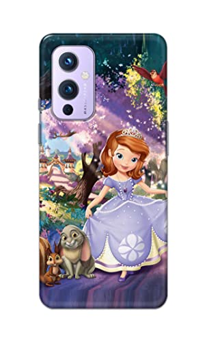 Image of PRINTFIDAA Cartoon Little Girl with Crown and Pet Animals Printed Designer Hard Case for OnePlus 9 Back Cover -(e) RPM1008